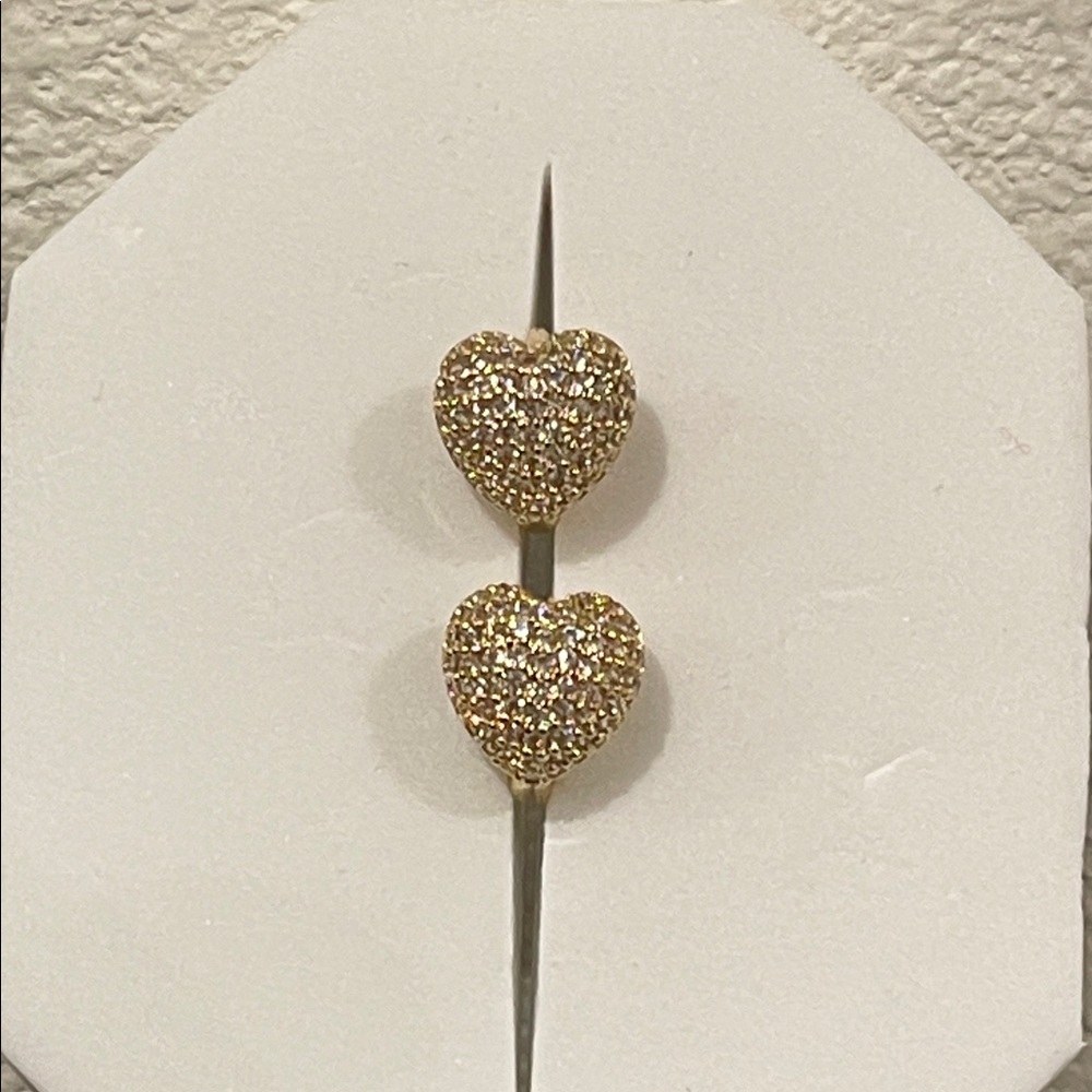 14kGold Plated Heart Stud Earrings with CZ.